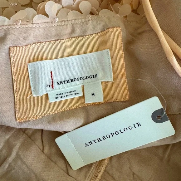 Anthropologie 3D Floral Embellished Peach Mini Dress Size Medium New With Tags - Picture 7 of 10